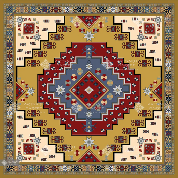 SILK SCARF WITH ARMENIAN ORNAMENT / SQUARE 015 / FREE DELIVERY