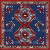 SILK SCARF WITH ARMENIAN ORNAMENT / SQUARE 020 / FREE DELIVERY