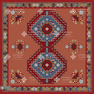 SILK SCARF WITH ARMENIAN ORNAMENT / SQUARE 021 / FREE DELIVERY