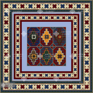 SILK SCARF WITH ARMENIAN ORNAMENT / SQUARE 012 / FREE DELIVERY