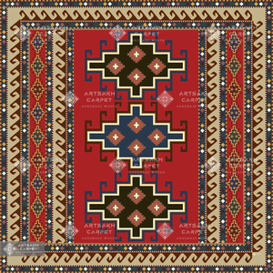 SILK SCARF WITH ARMENIAN ORNAMENT / SQUARE 014 / FREE DELIVERY