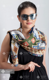 SILK SCARF WITH ARMENIAN ORNAMENT / SQUARE 007 / FREE DELIVERY