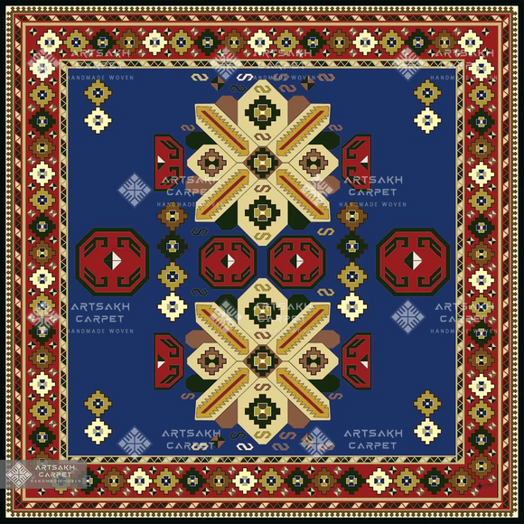 SILK SCARF WITH ARMENIAN ORNAMENT / SQUARE 013 / FREE DELIVERY