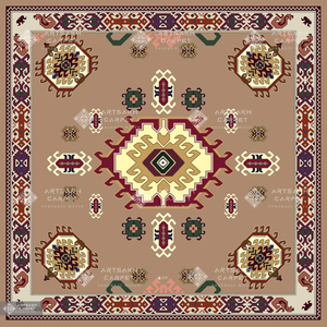 SILK SCARF WITH ARMENIAN ORNAMENT / SQUARE 019 / FREE DELIVERY