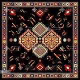 SILK SCARF WITH ARMENIAN ORNAMENT / SQUARE 009 / FREE DELIVERY