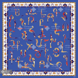 SILK SCARF WITH ARMENIAN ORNAMENT / SQUARE 022 / FREE DELIVERY