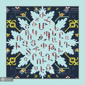 SILK SCARF WITH ARMENIAN ORNAMENT / SQUARE 024 / FREE DELIVERY