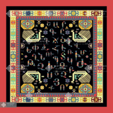 SILK SCARF WITH ARMENIAN ORNAMENT / SQUARE 023 / FREE DELIVERY
